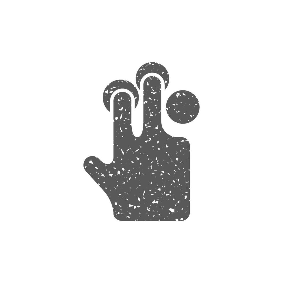 Finger gesture icon in grunge texture vector illustration