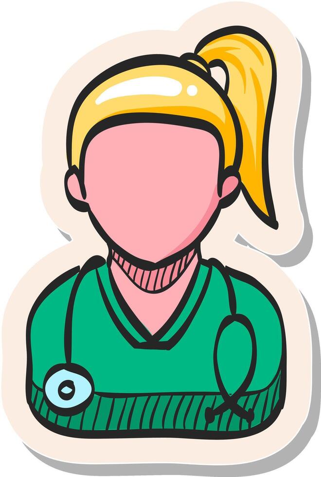 Hand drawn sticker style icon Doctor vector