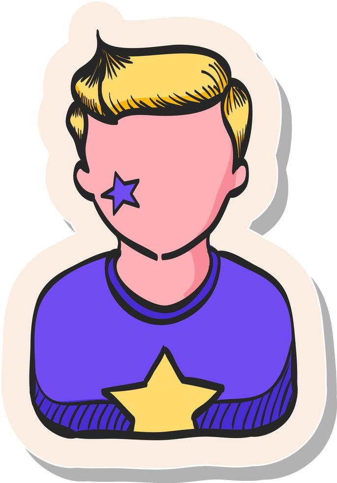Hand drawn sticker style icon Football fans avatar vector