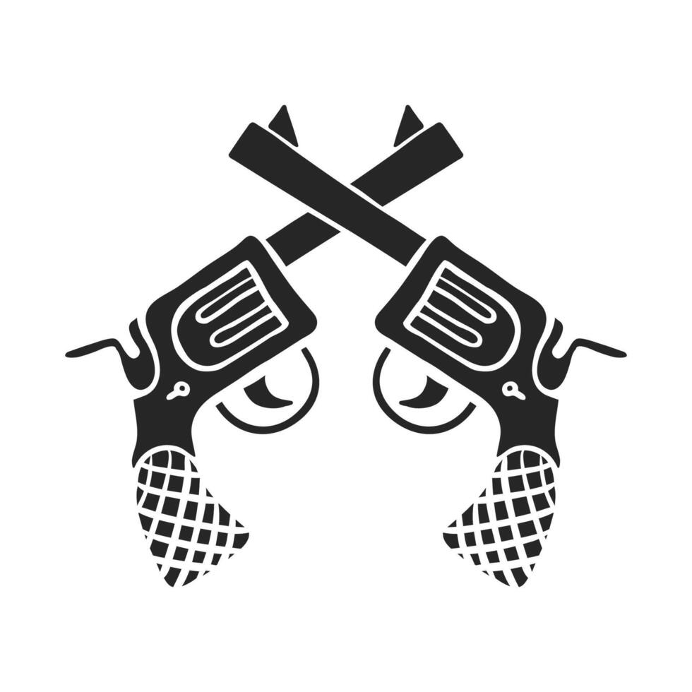 Hand drawn arm gun in vintage vector illustration