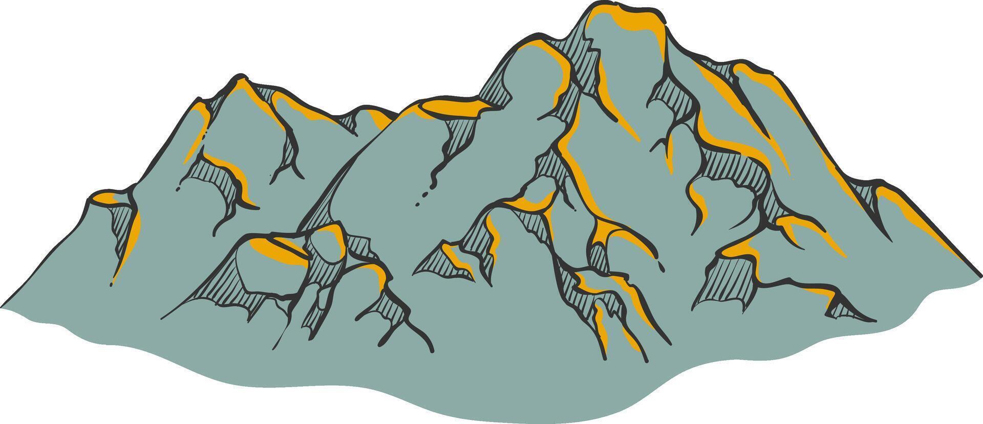 Hand drawn mountains color vector illustration