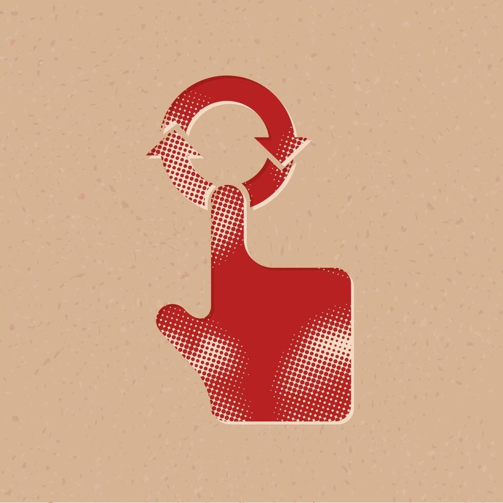 Finger gesture halftone style icon with grunge background vector illustration