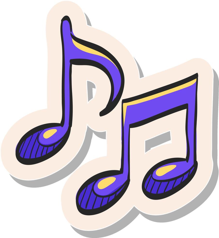 Hand drawn Music notes icon in sticker style vector illustration