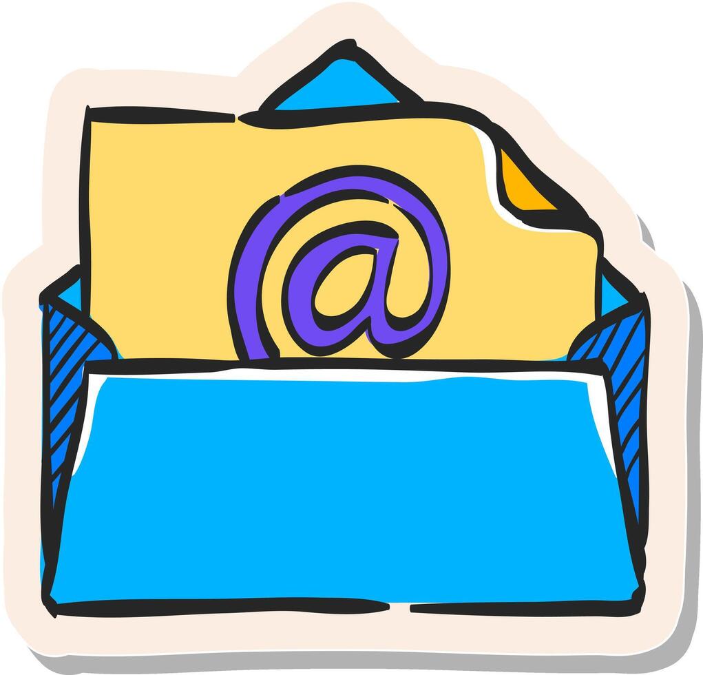 Hand drawn Email icon in sticker style vector illustration