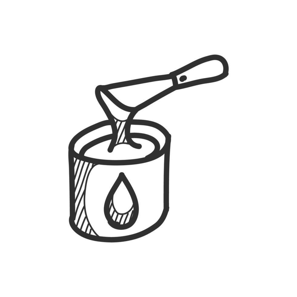 Paint bucket icon in hand drawn doodle vector