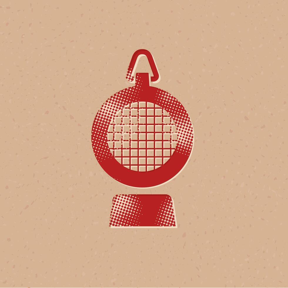 Hazard light halftone style icon with grunge background vector illustration