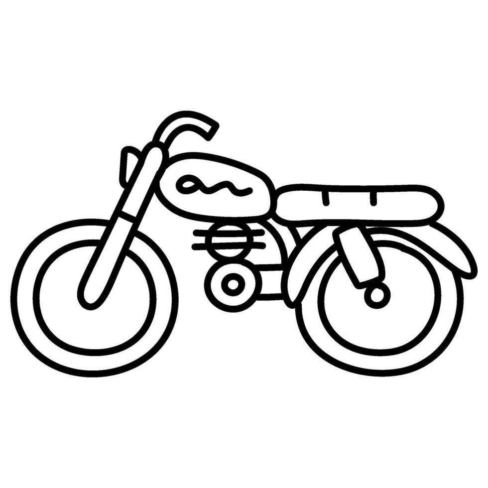 Motorcycle icon. Hand drawn vector illustration. Editable line stroke.