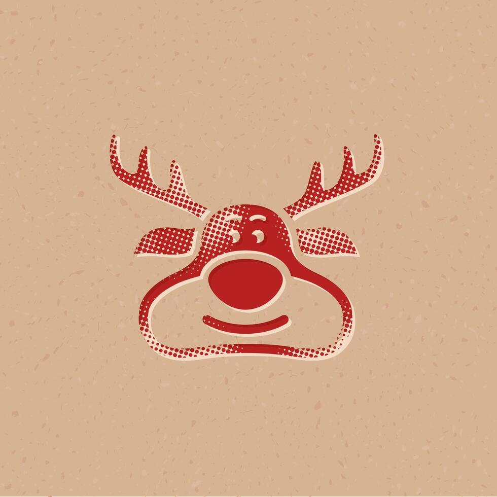 Reindeer the moose halftone style icon with grunge background vector illustration