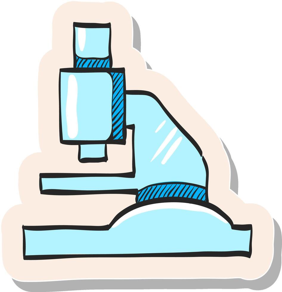 Hand drawn Microscope icon in sticker style vector illustration