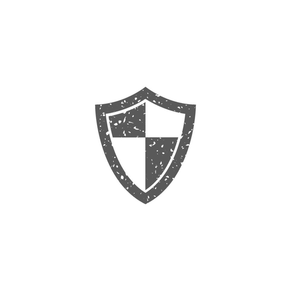 Shield icon in grunge texture vector illustration