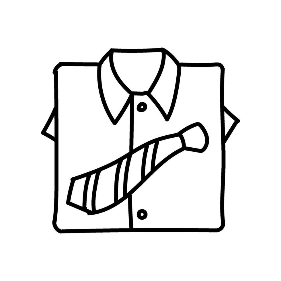 Folded uniform and necktie icon. Hand drawn vector illustration. Editable line stroke.