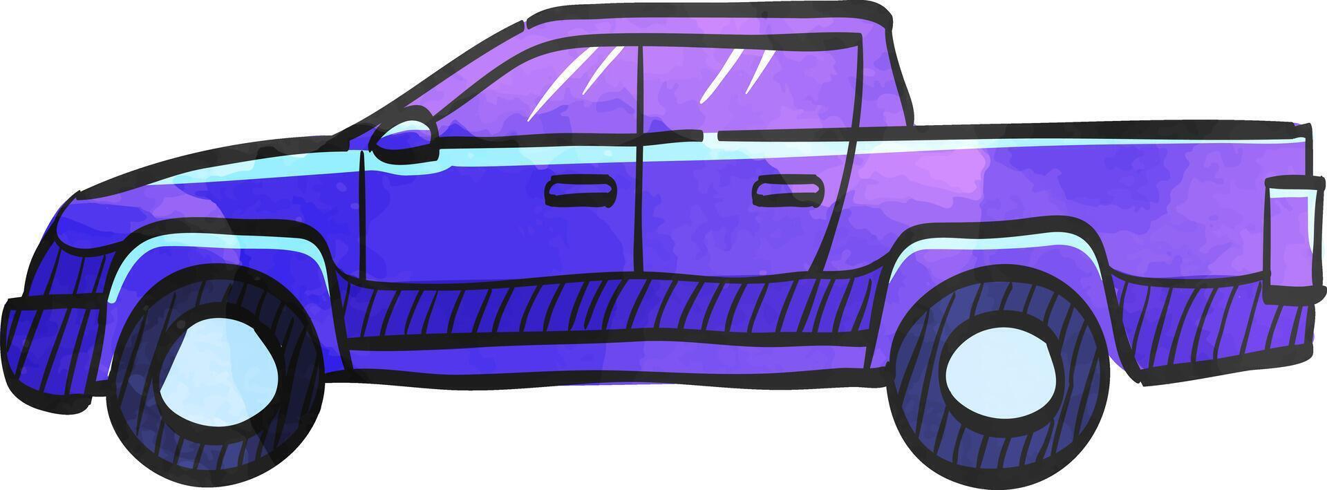 Car icon in watercolor style. vector