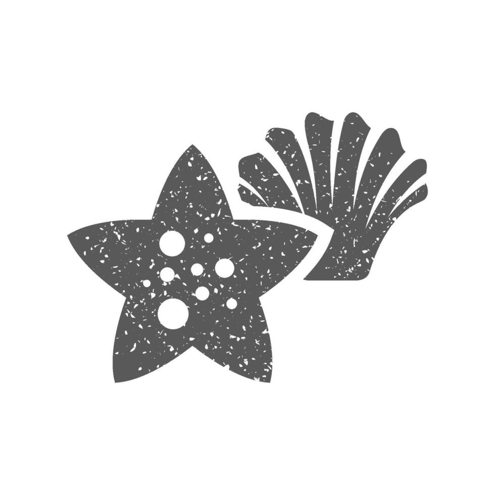 Star fish icon in grunge texture vector illustration