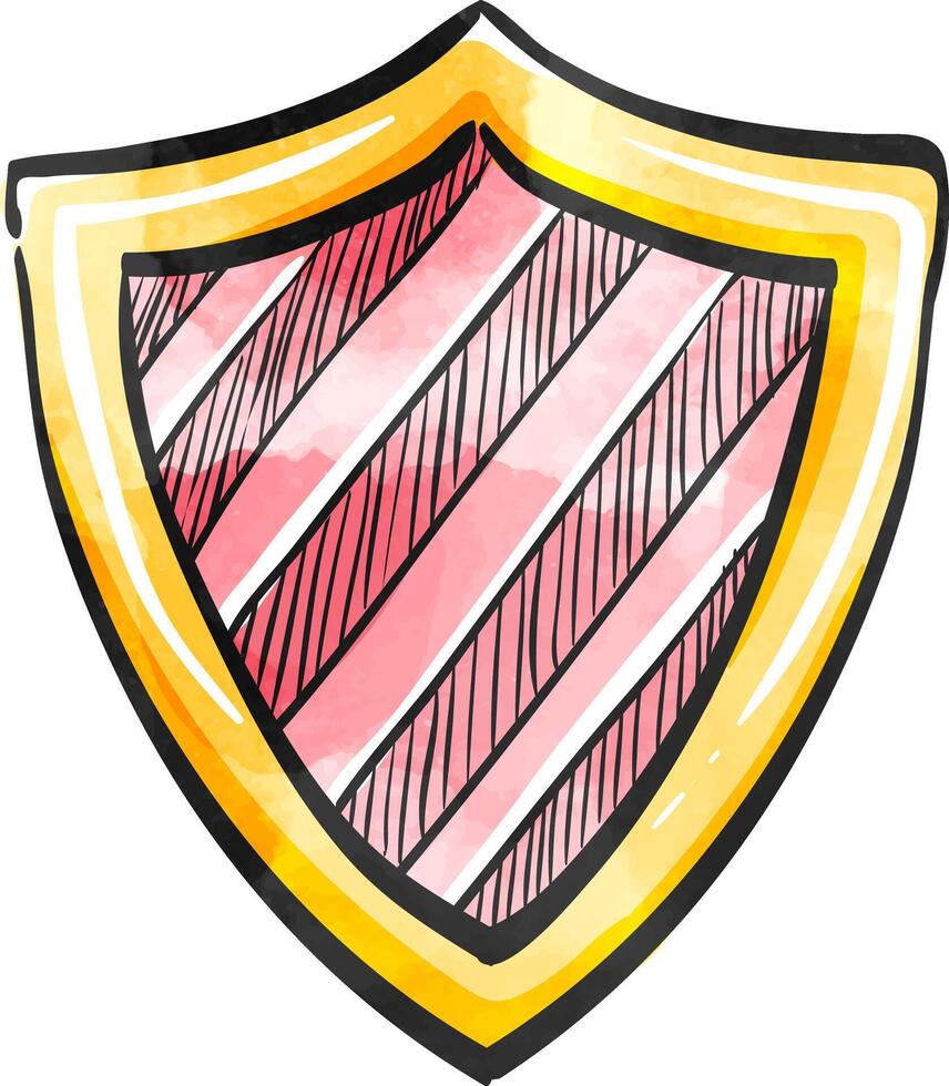 Shield icon in watercolor style. vector