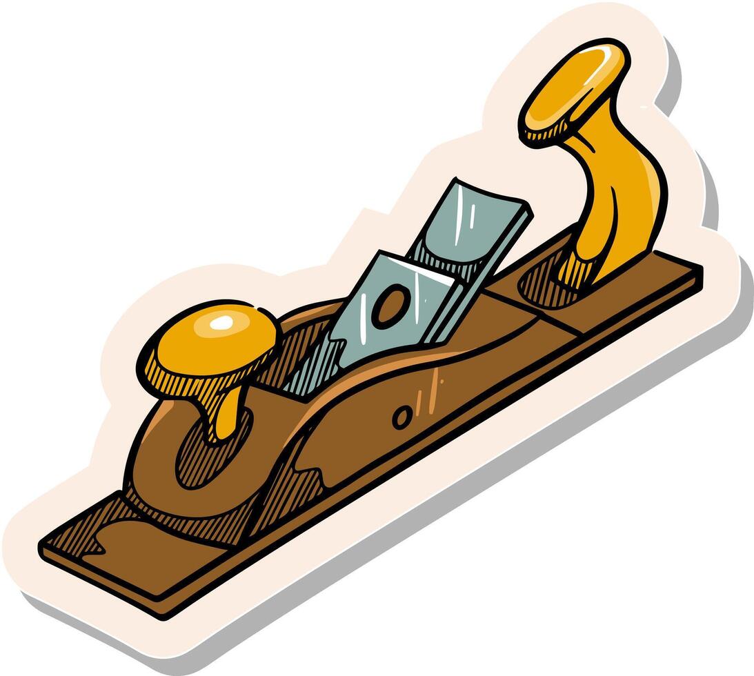 Hand drawn electric hand planer icon in sticker style vector illustration