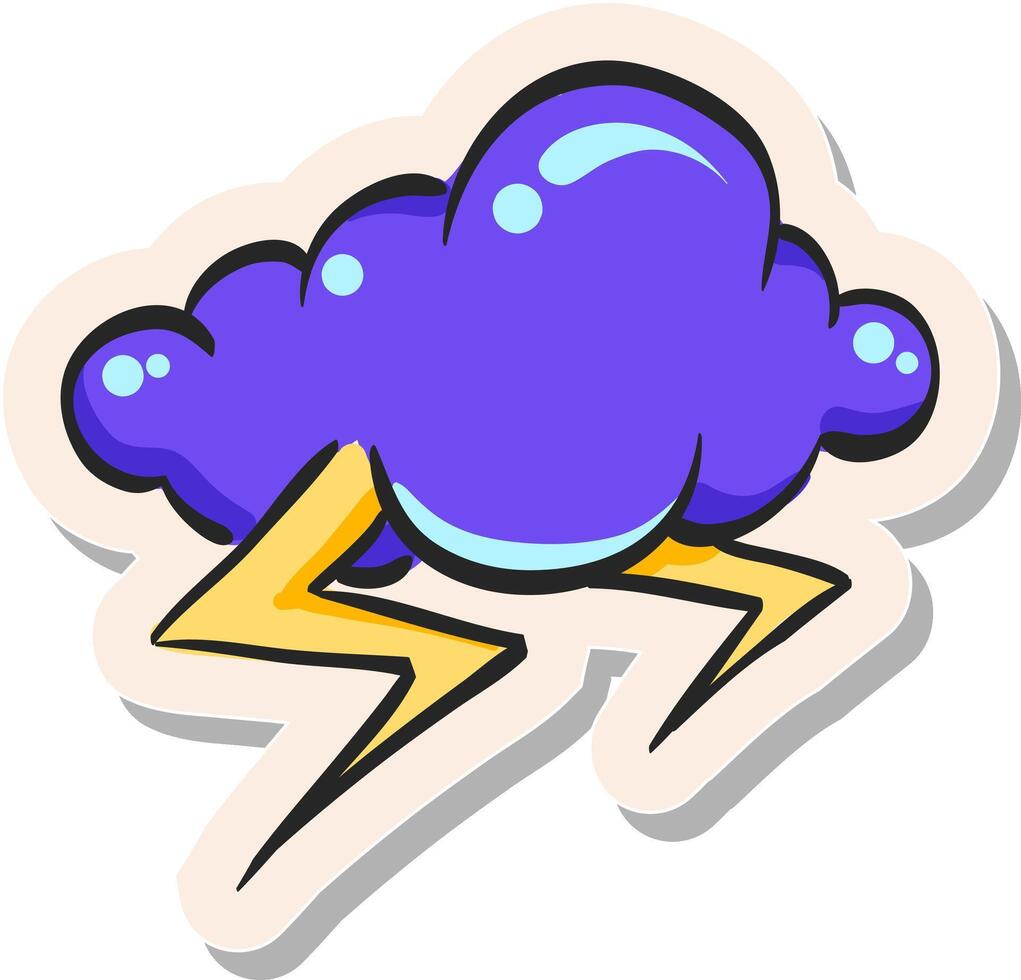 mano dibujado pegatina estilo icono clima nublado tormenta vector