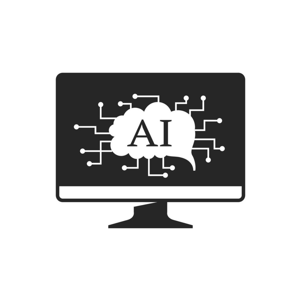 Artificial intelligence concept icon in black and white vector