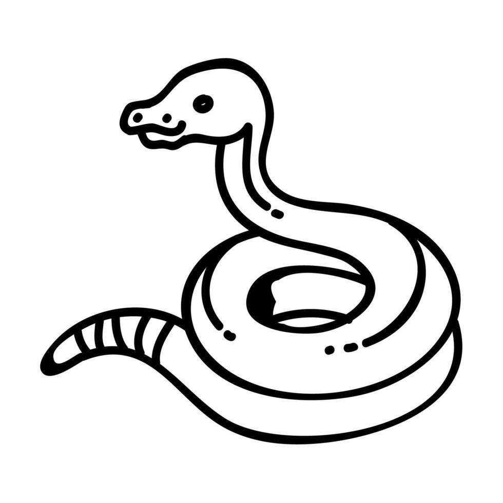 Injured snake icon. Reptile animal pet veterinary. Hand drawn vector illustration. Editable line stroke.