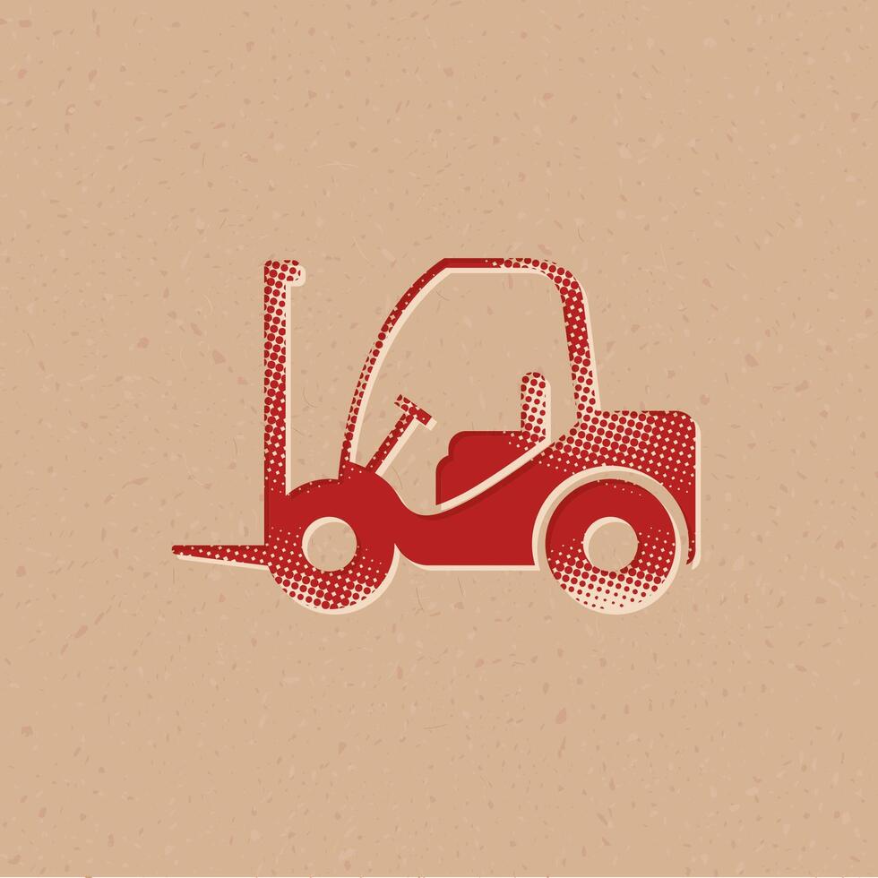 Forklift halftone style icon with grunge background vector illustration