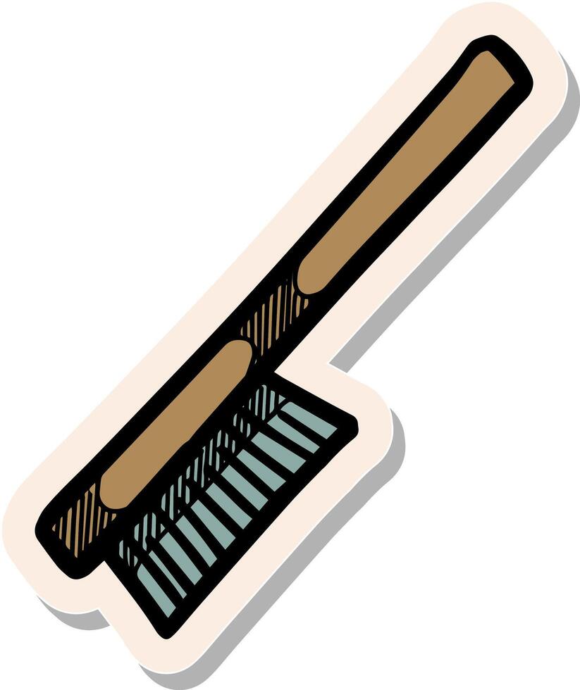 Hand drawn sticker style Wire brush icon industrial repair tool vector illustration