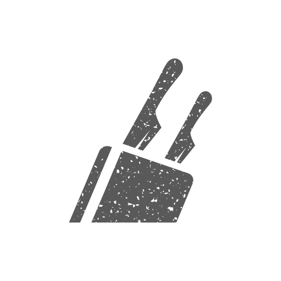 Knife holder icon in grunge texture vector illustration