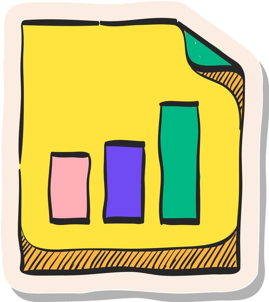 Hand drawn Bar chart icon in sticker style vector illustration