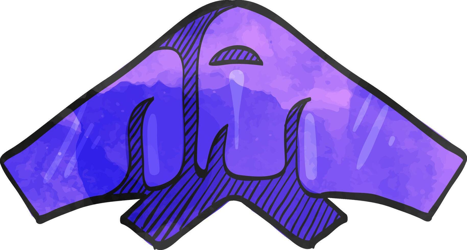 Stealth bomber  icon in watercolor style. vector