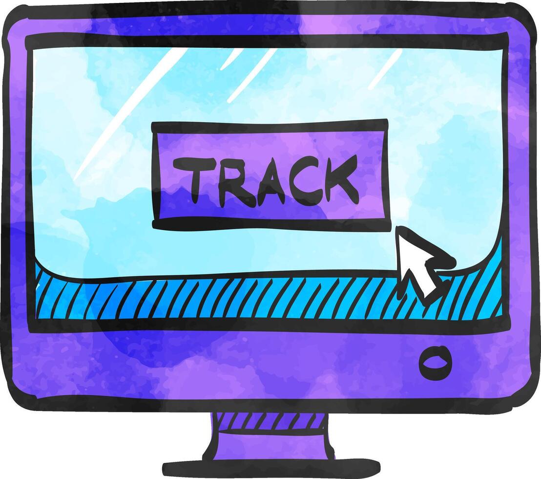 Tracking monitor icon in watercolor style. vector