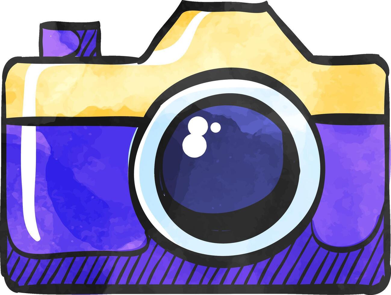 Camera icon in color drawing. Digital photography snapshot vector