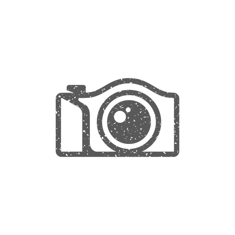 Camera icon in grunge texture vector illustration