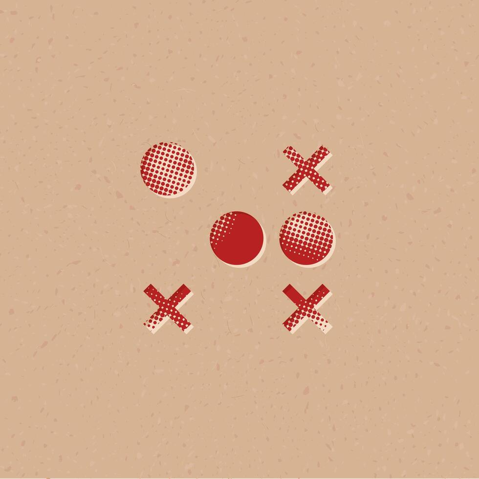 Strategy game halftone style icon with grunge background vector illustration