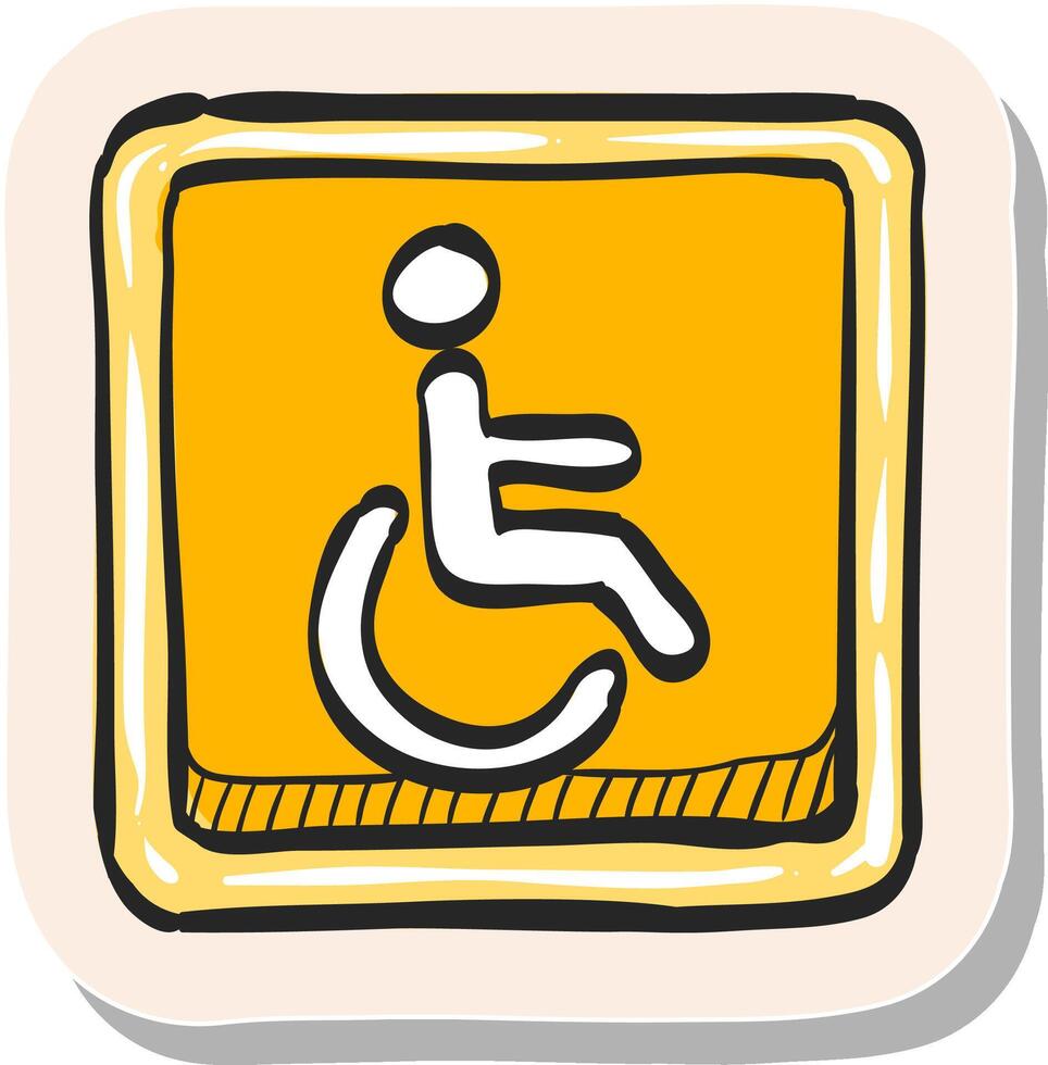 mano dibujado discapacitado acceso icono en pegatina estilo vector ilustración
