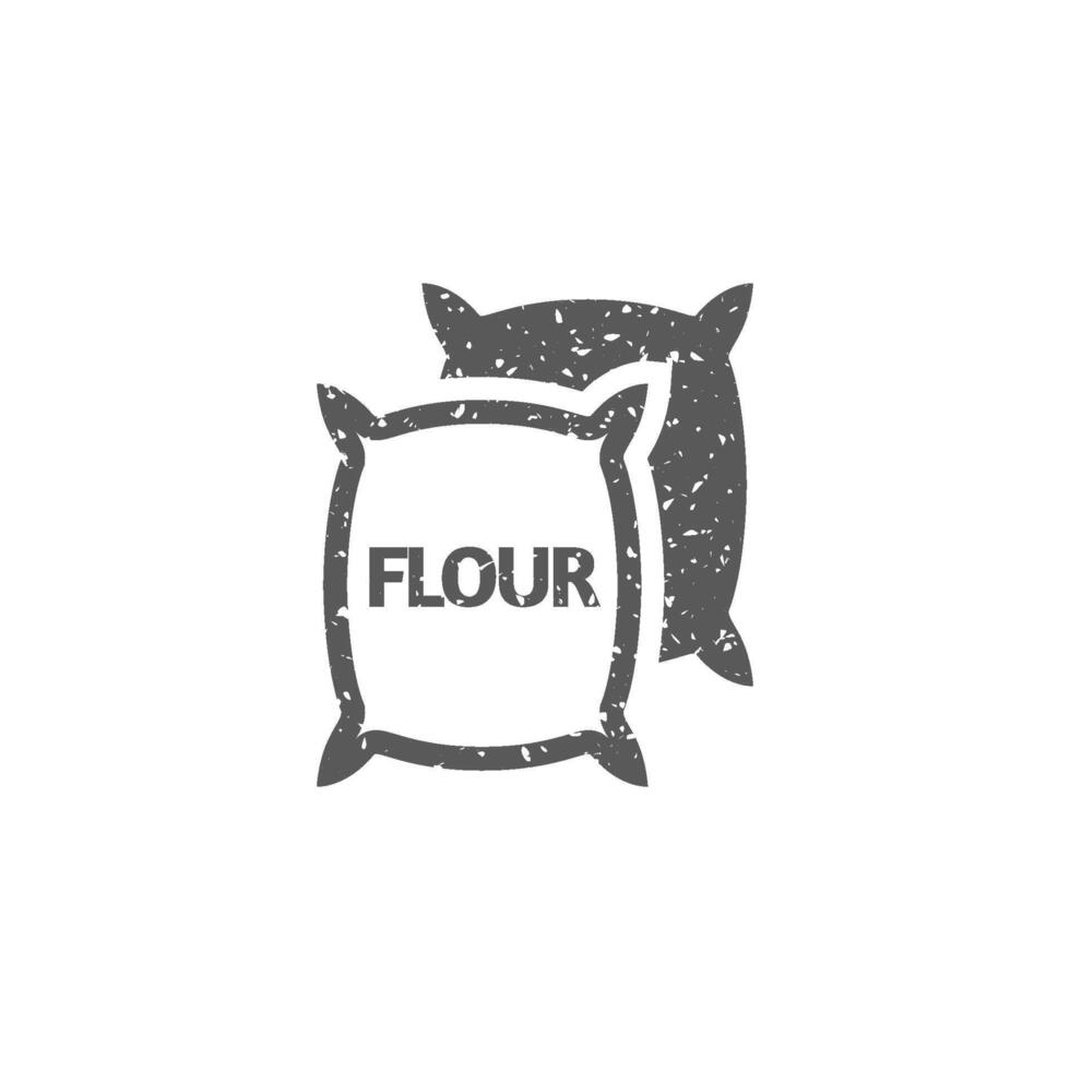 Flour sack icon in grunge texture vector illustration