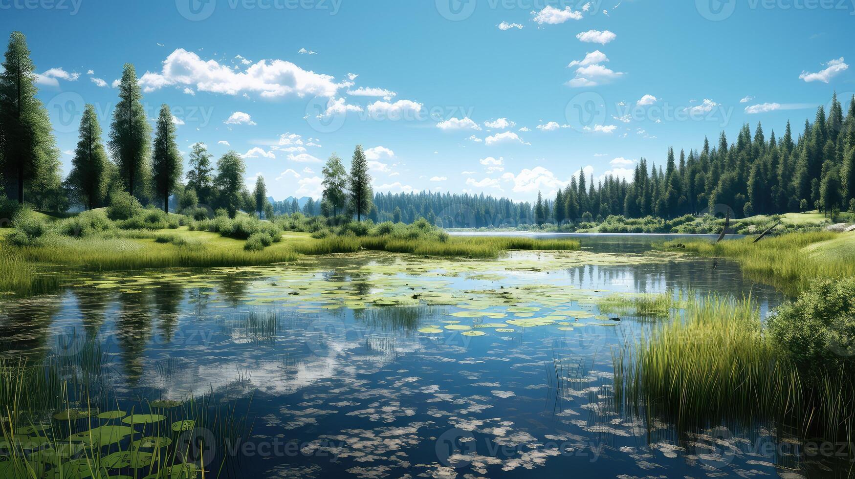 AI generated peaceful lake graphic ai generated photo