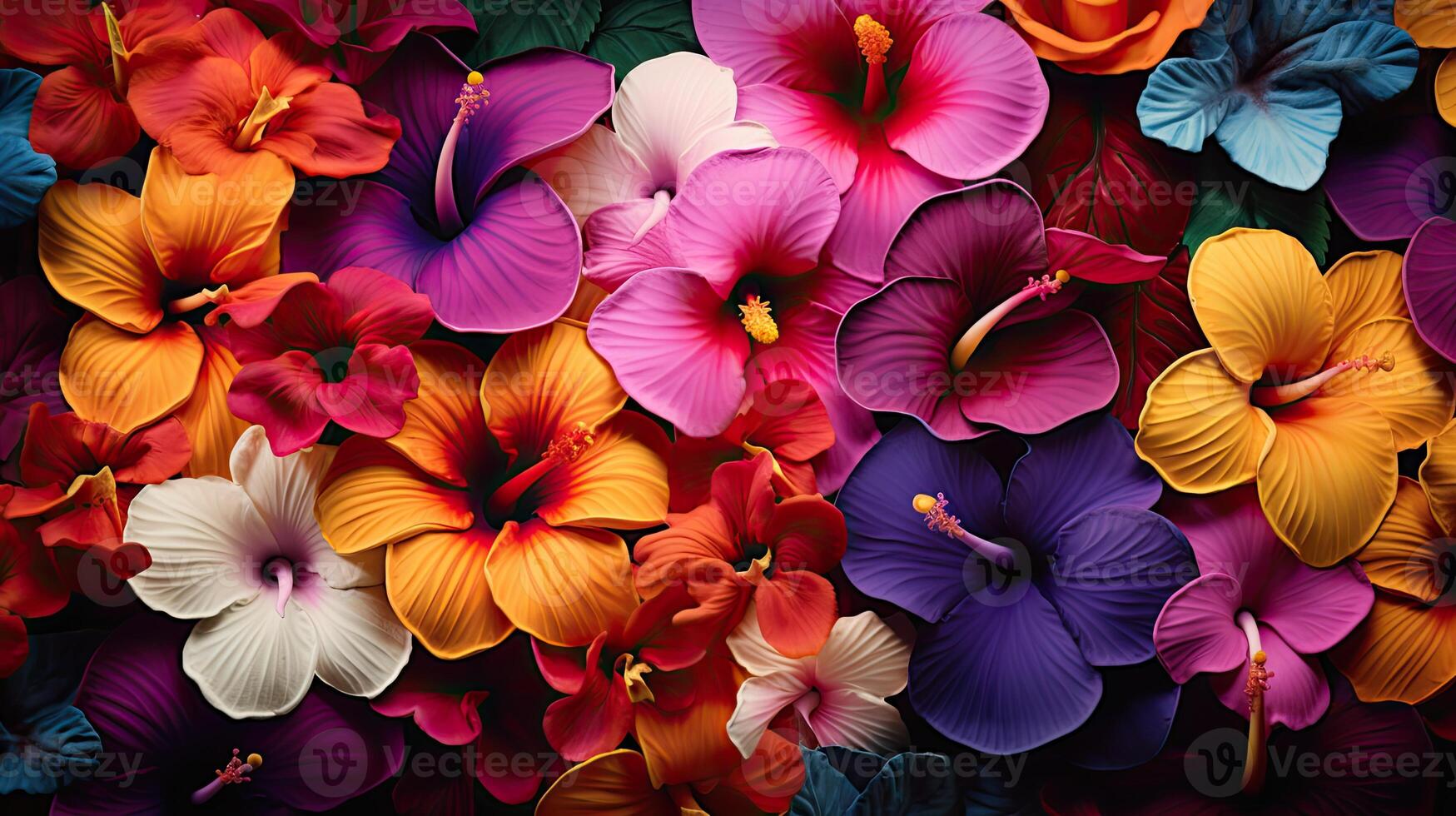 AI generated paradise tropical flowers background ai generated photo