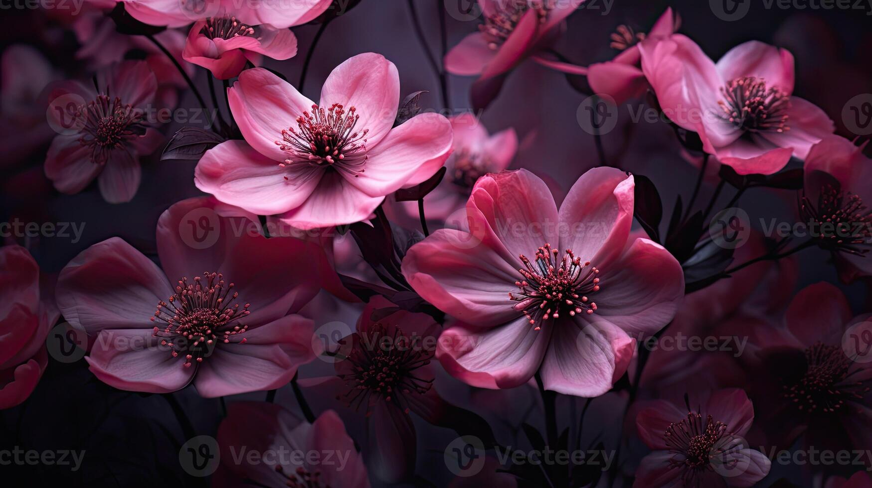 AI generated vibrant dark pink flowers ai generated photo