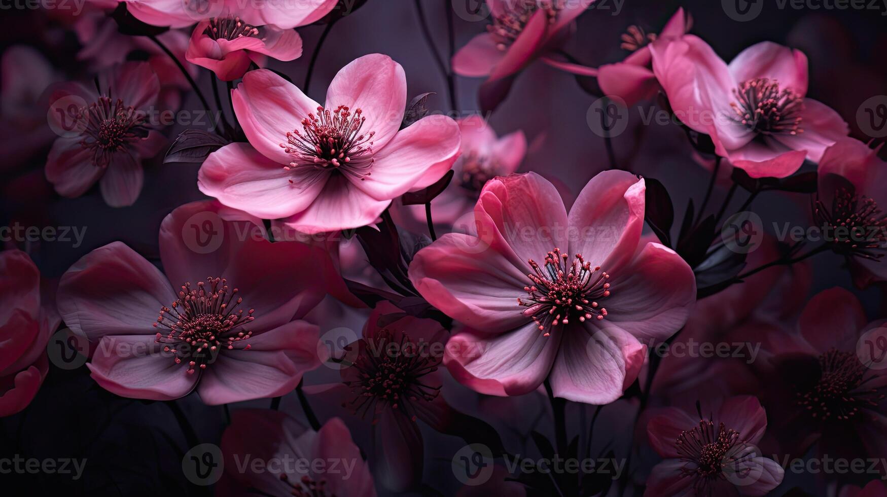 ai generado vibrante oscuro rosado flores ai generado foto