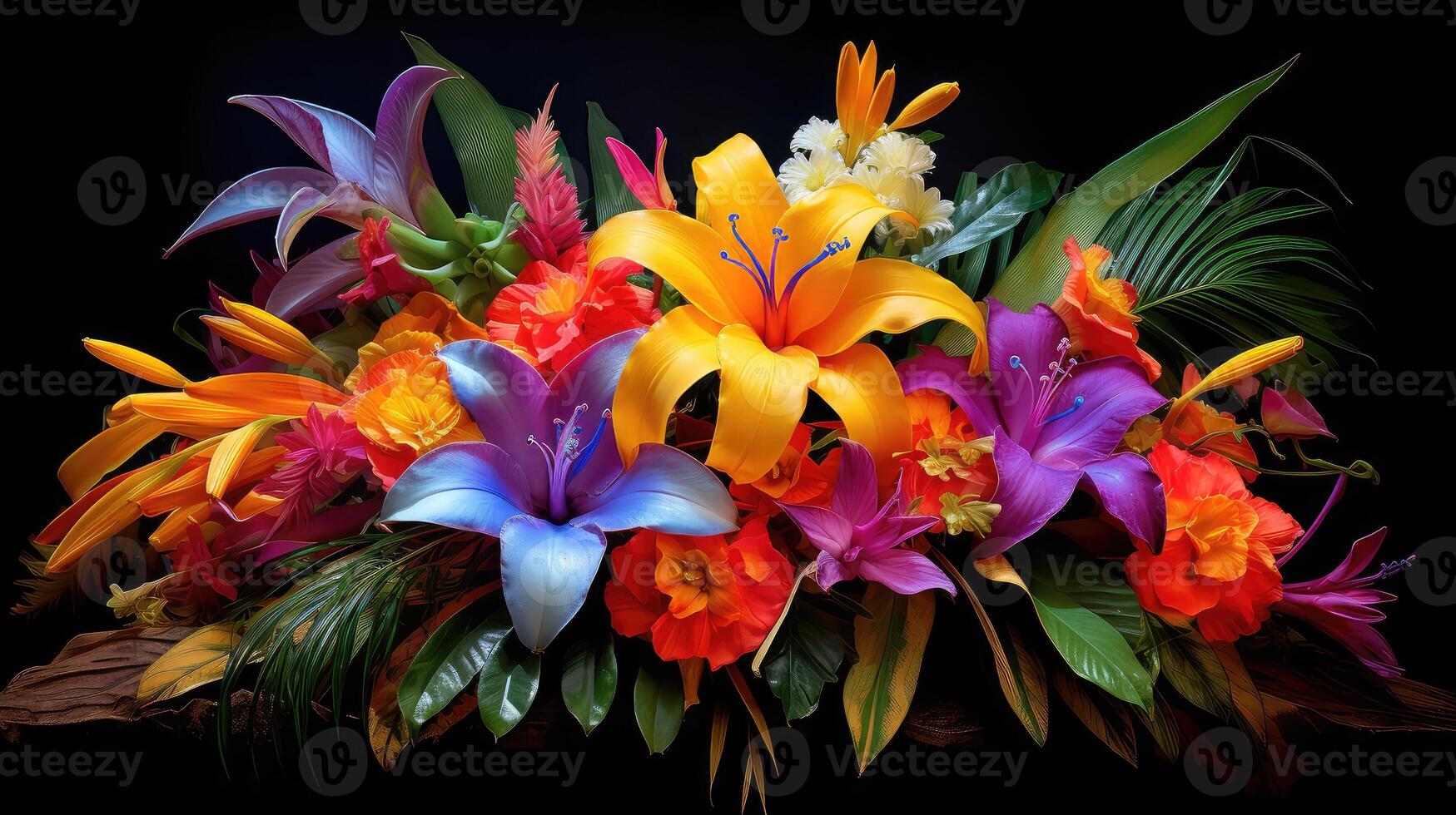 AI generated exotic caribbean flowers ai generated photo