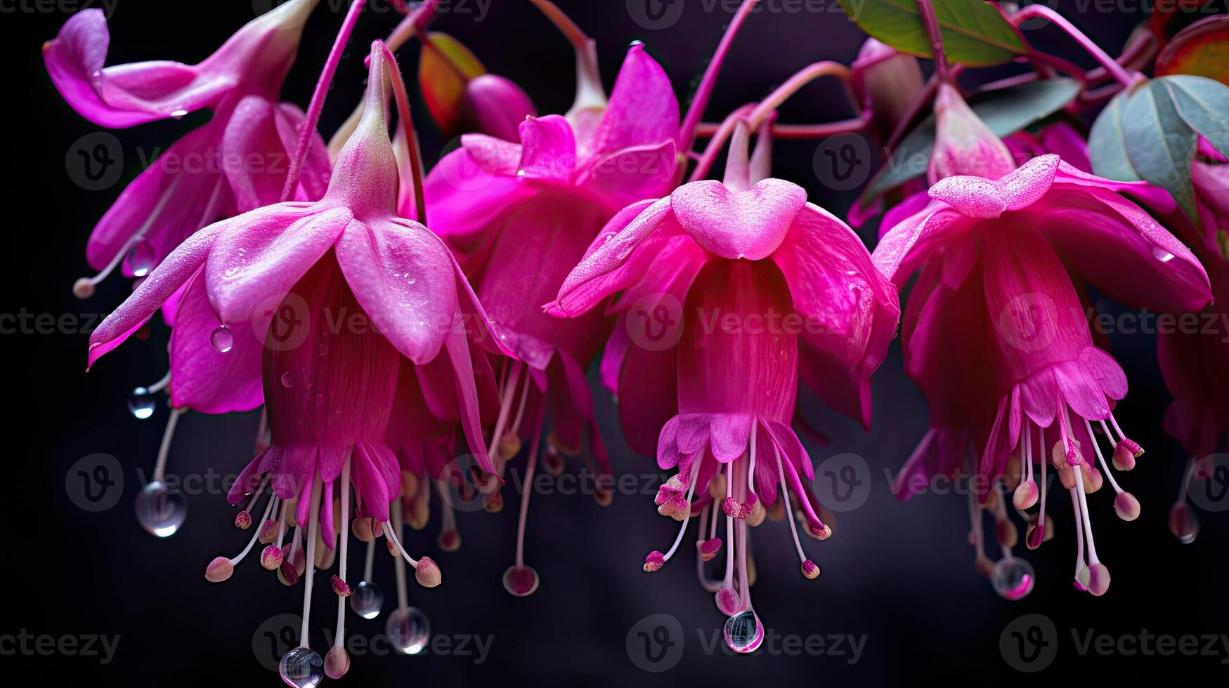 AI generated pink fuchsia flowers ai generated photo