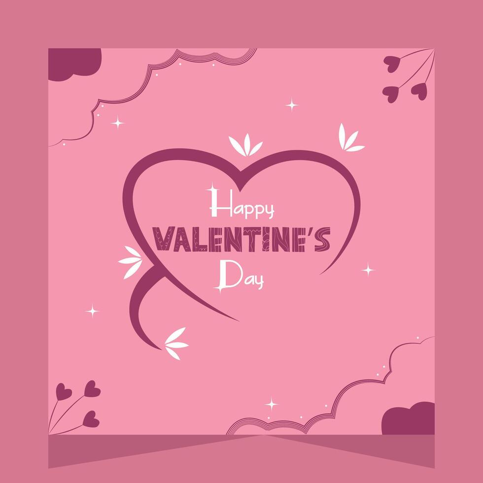 14th February Valentine Day Social Media Post Design Template vector