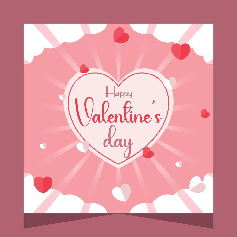 14th February Valentine Day Social Media Post Design Template vector
