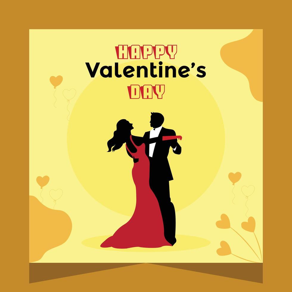 Happy Valentine's Day Romantic Couple Party Dance Social Media Post vector