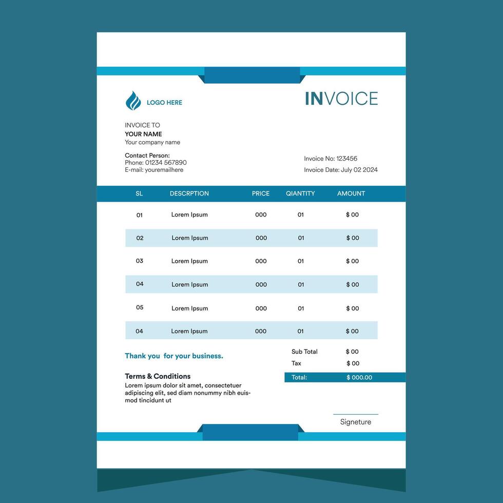 Modern Abstract Marketing business invoice template vector
