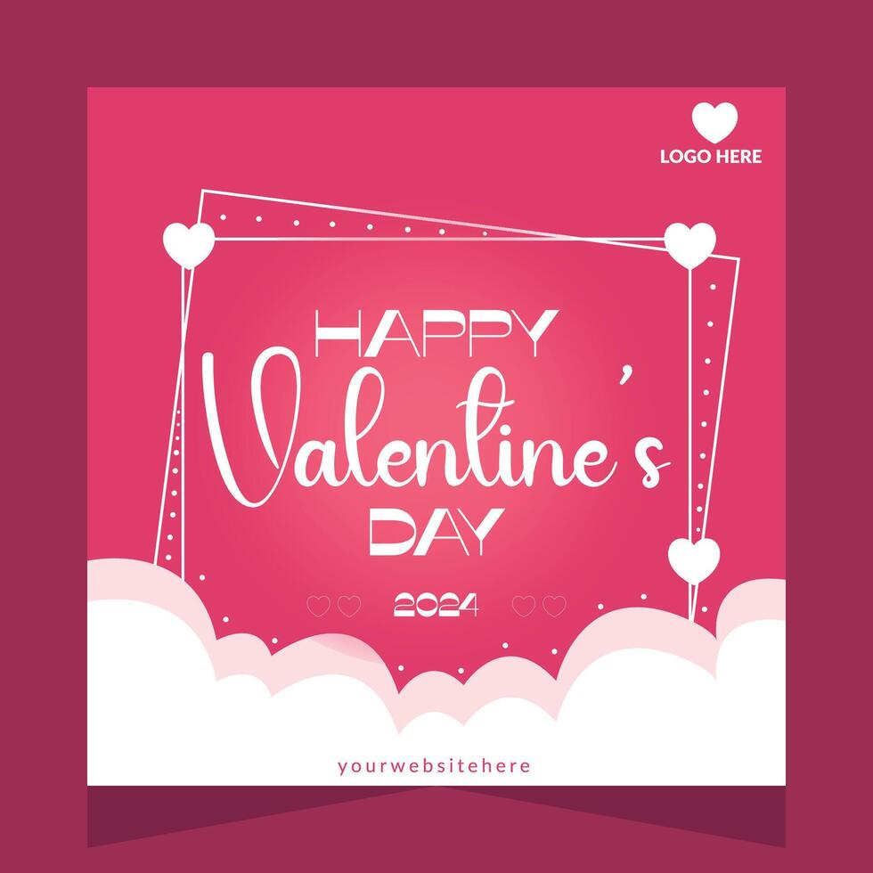14th February Valentine Day Social Media Post Design Template vector