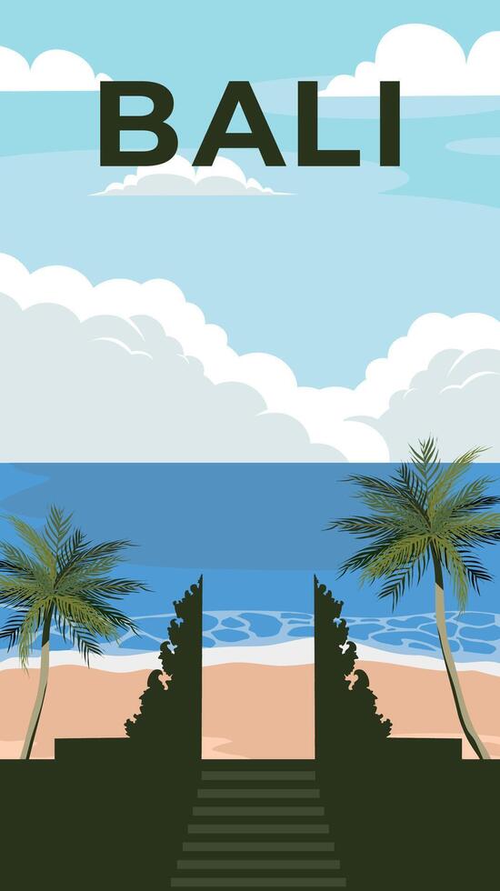 Bali beach vertical background vector