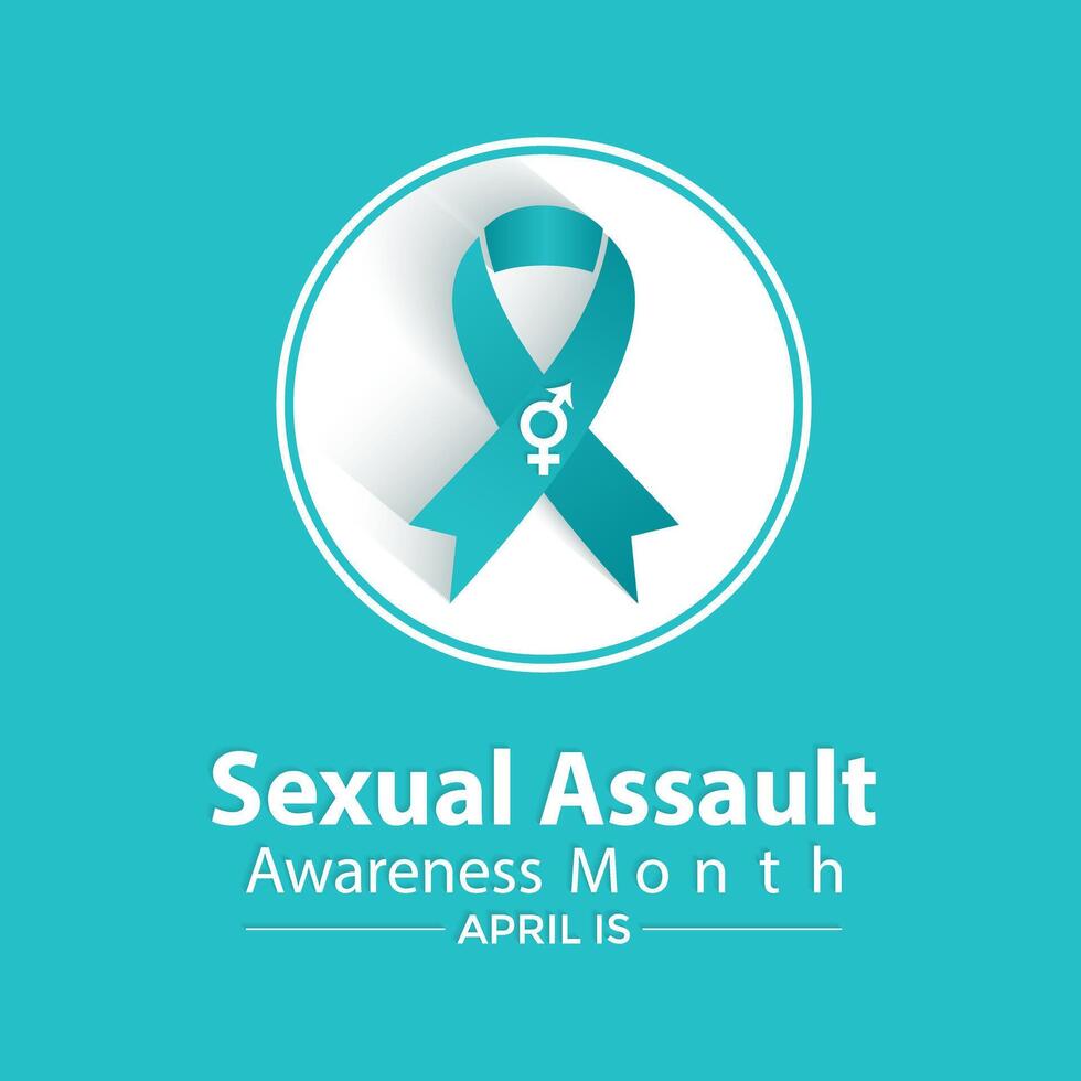 Sexual assault awareness month concept. Banner with teal ribbon Vector illustration . Poster ,flyer and Banner, background design.