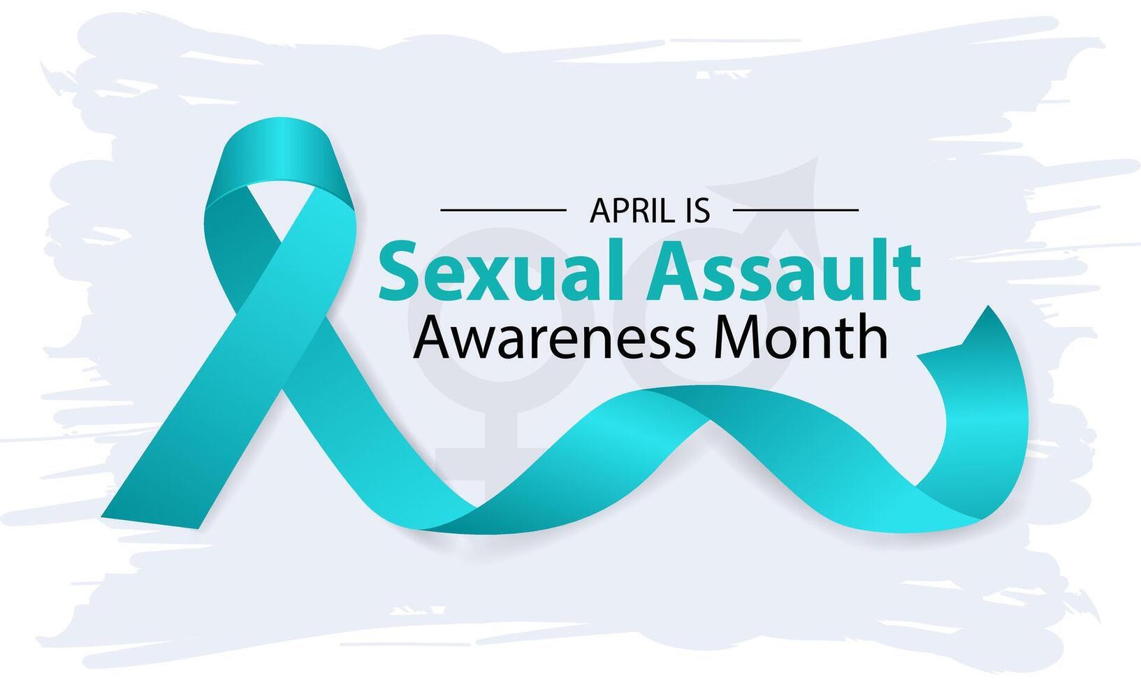 Sexual assault awareness month concept. Banner with teal ribbon Vector illustration . Poster ,flyer and Banner, background design.