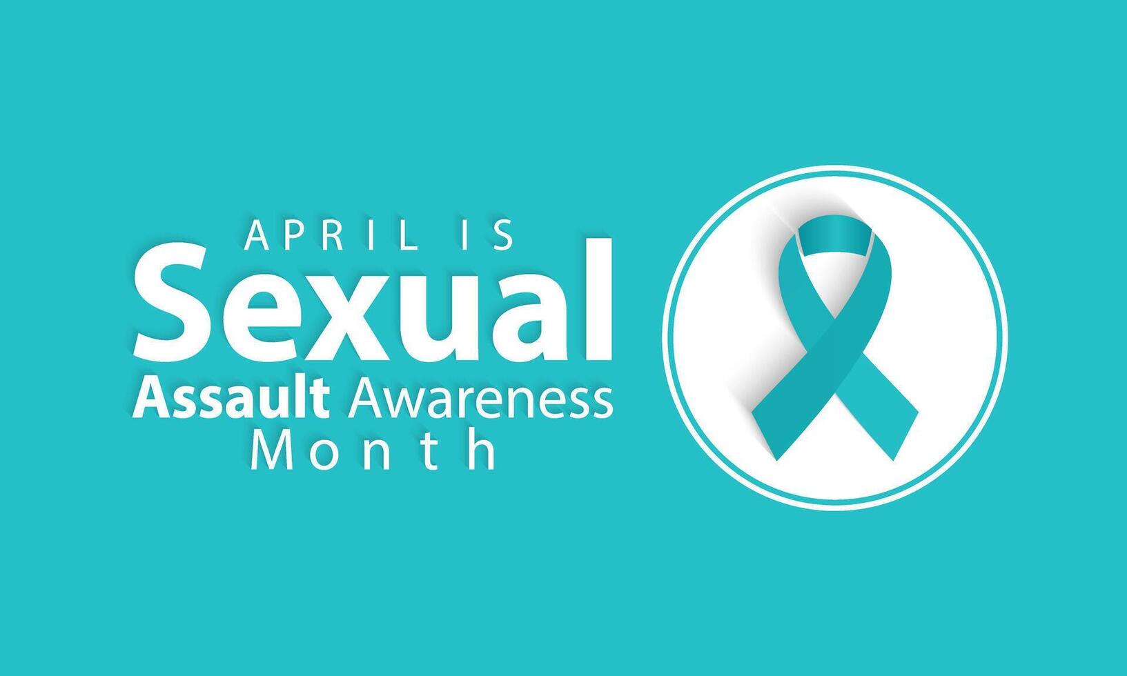 Sexual assault awareness month concept. Banner with teal ribbon Vector illustration . Poster ,flyer and Banner, background design.
