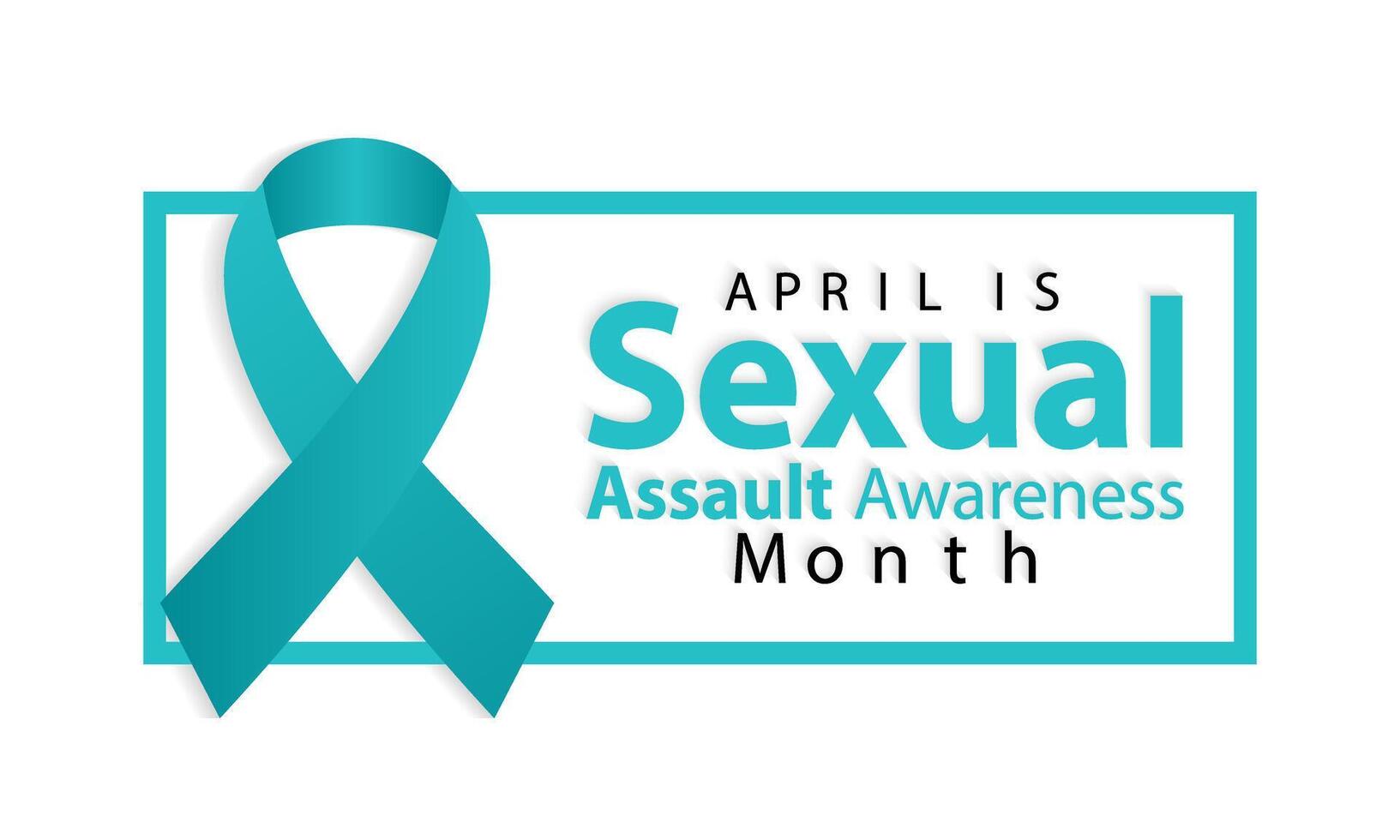 Sexual assault awareness month concept. Banner with teal ribbon Vector illustration . Poster ,flyer and Banner, background design.