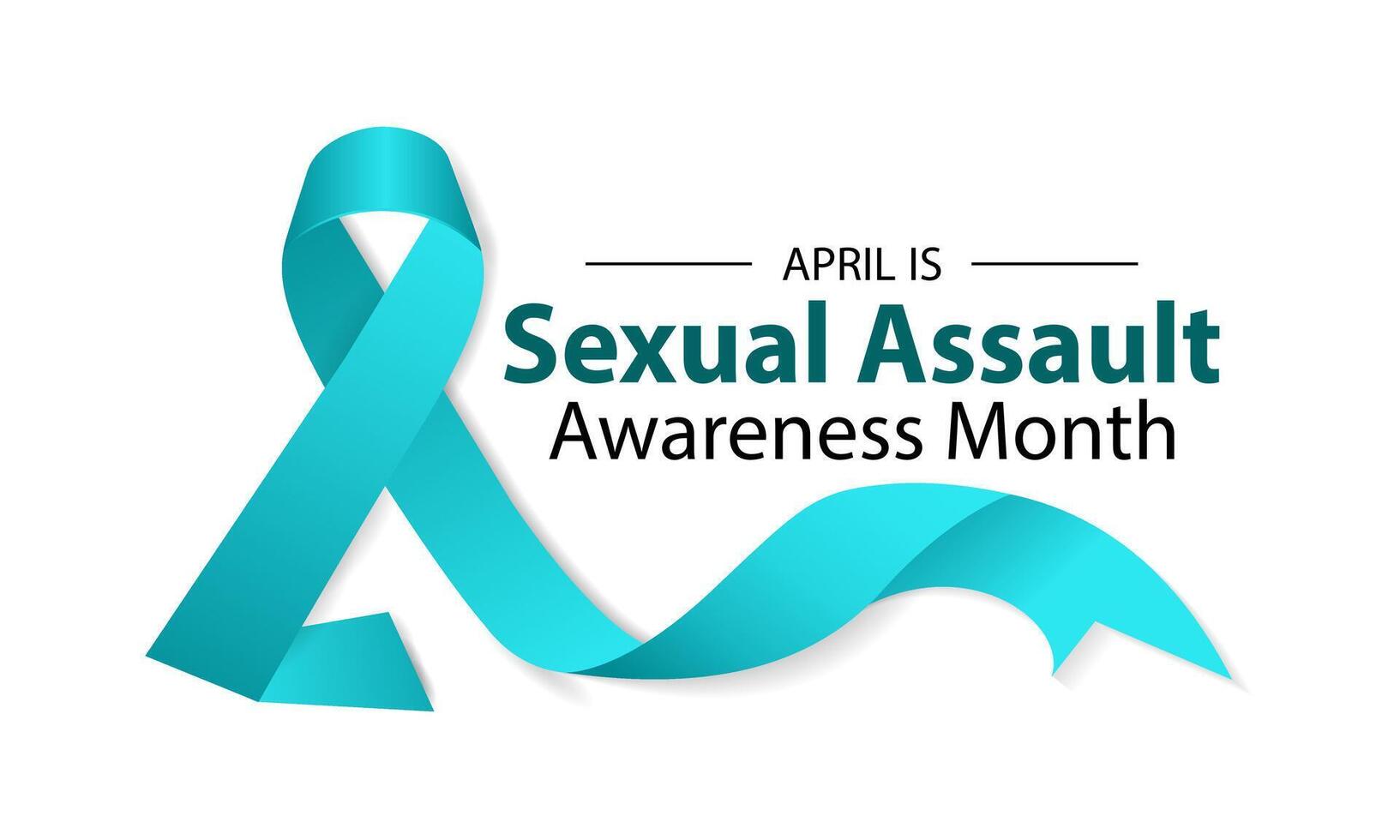 Sexual assault awareness month concept. Banner with teal ribbon Vector illustration . Poster, flyer and Banner, background design.